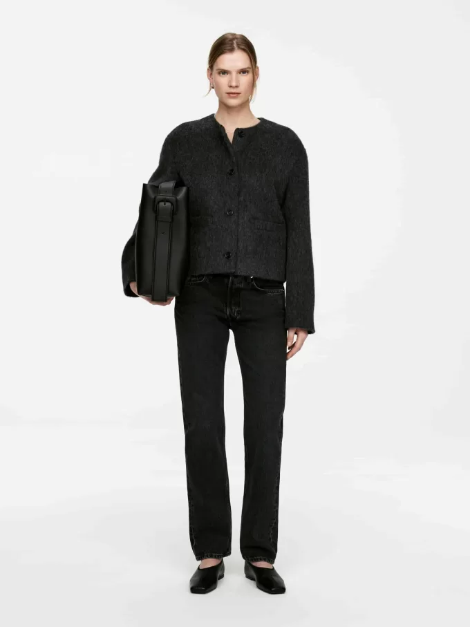 Jakke i børstet uldblanding