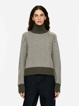 Jaquard-strikket uldtrøje