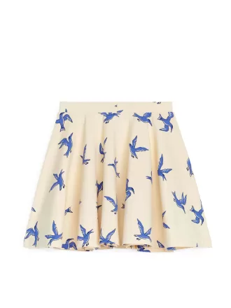 Jersey-nederdel med tryk