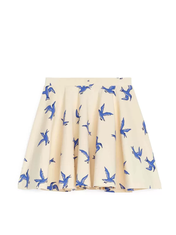 Jersey-nederdel med tryk