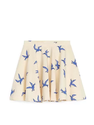 Jersey-nederdel med tryk