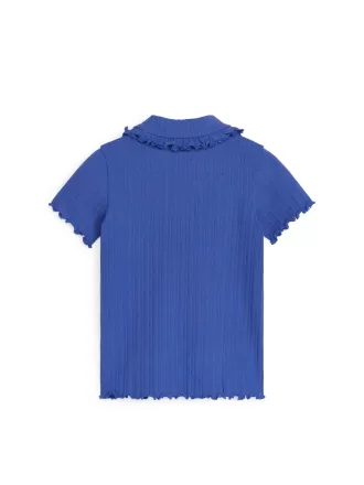 Jersey-top med flæsekrave