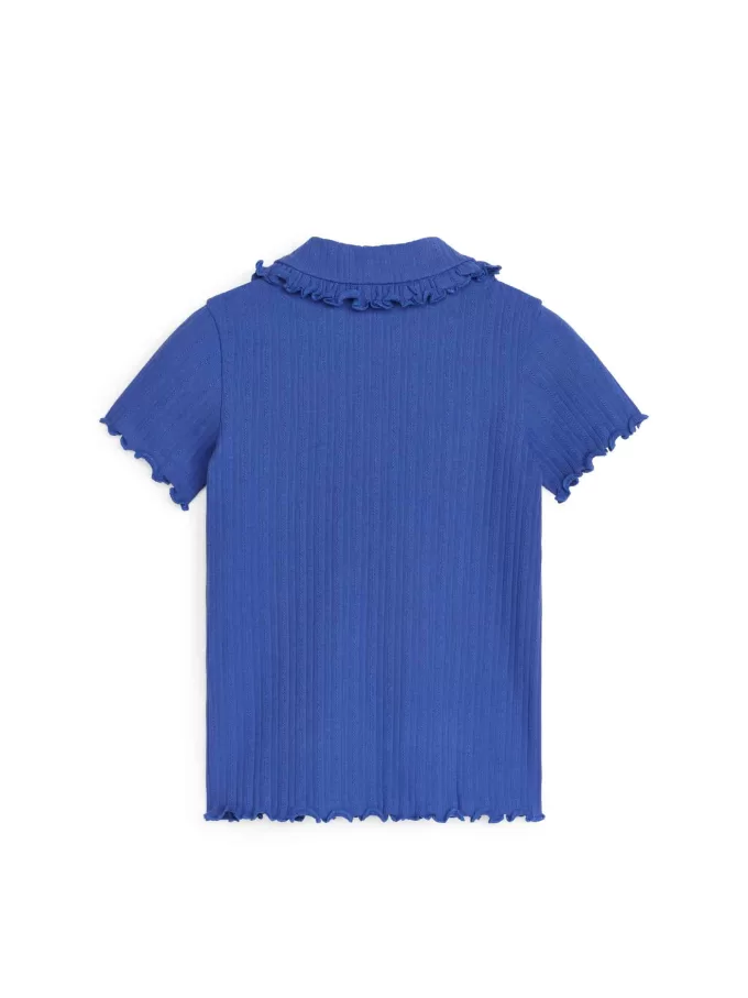 Jersey-top med flæsekrave