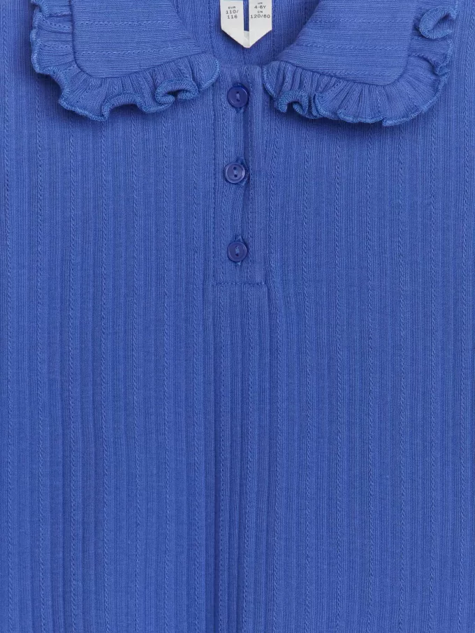 Jersey-top med flæsekrave