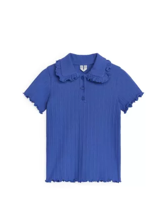 Jersey-top med flæsekrave