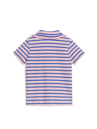 Jersey-top med flæsekrave