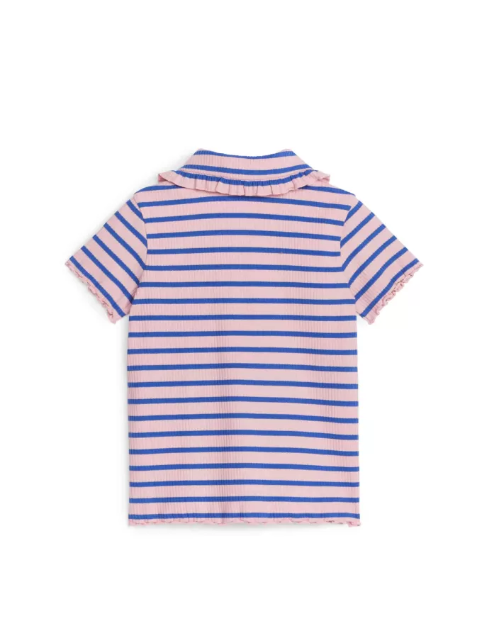 Jersey-top med flæsekrave