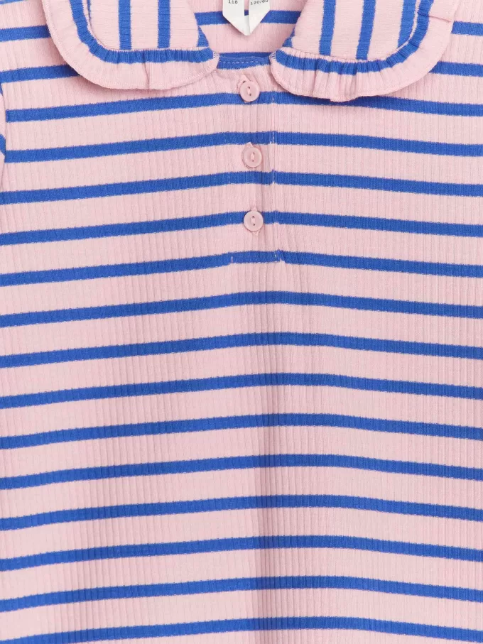 Jersey-top med flæsekrave