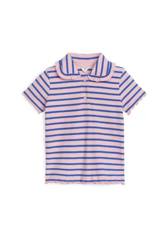 Jersey-top med flæsekrave