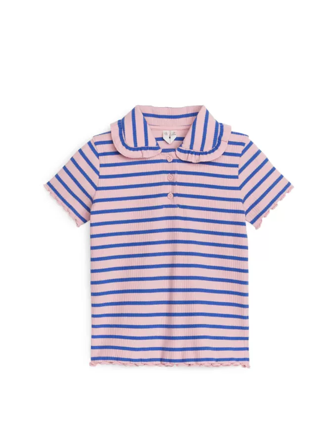 Jersey-top med flæsekrave