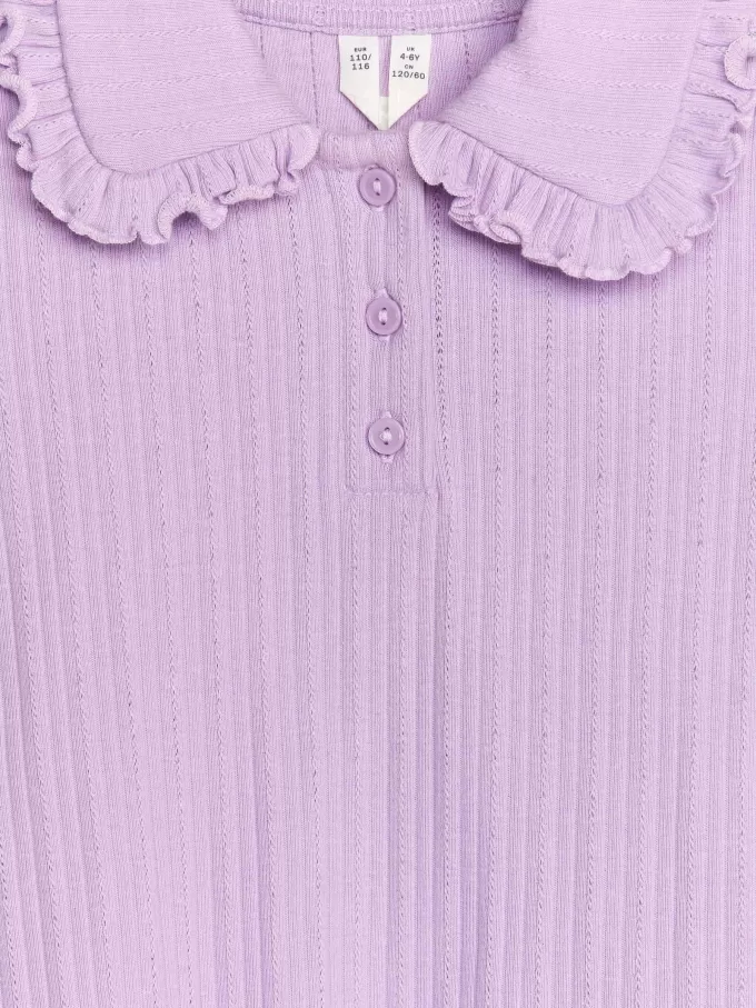 Jersey-top med flæsekrave Jersey-top med flæsekrave