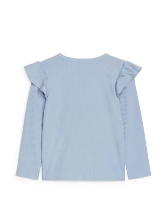 Jerseytop med flæser