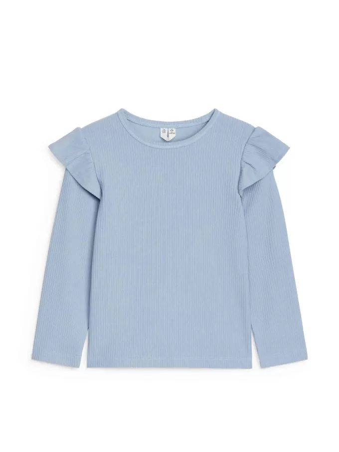 Jerseytop med flæser