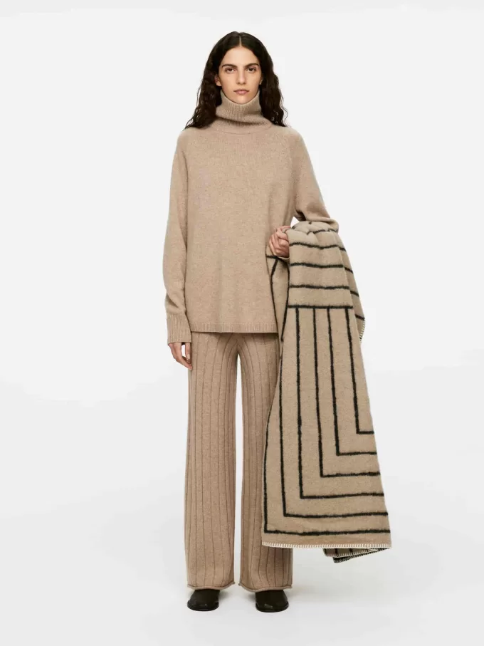 Kashmir-uldtrøje med rullehals