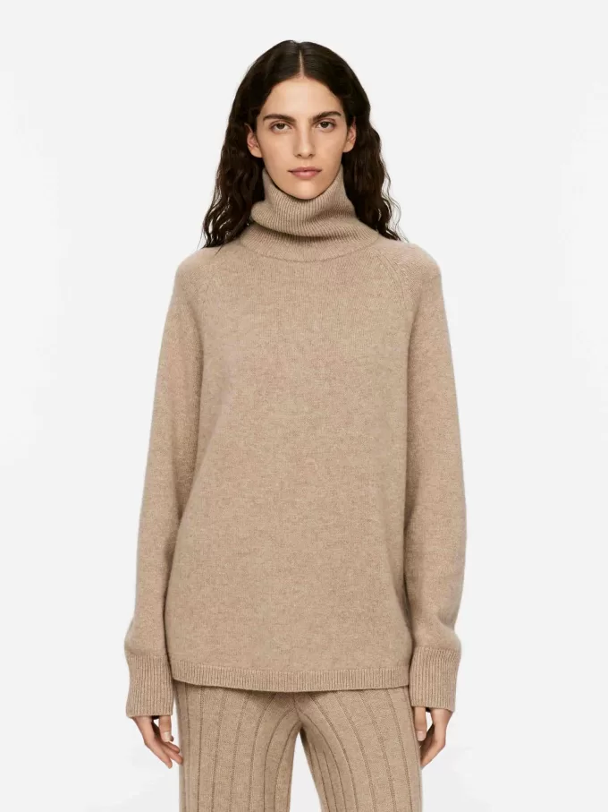 Kashmir-uldtrøje med rullehals