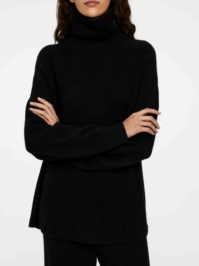 Kashmir-uldtrøje med rullehals