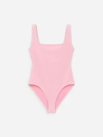 Krøllet badedragt med firkantet hals