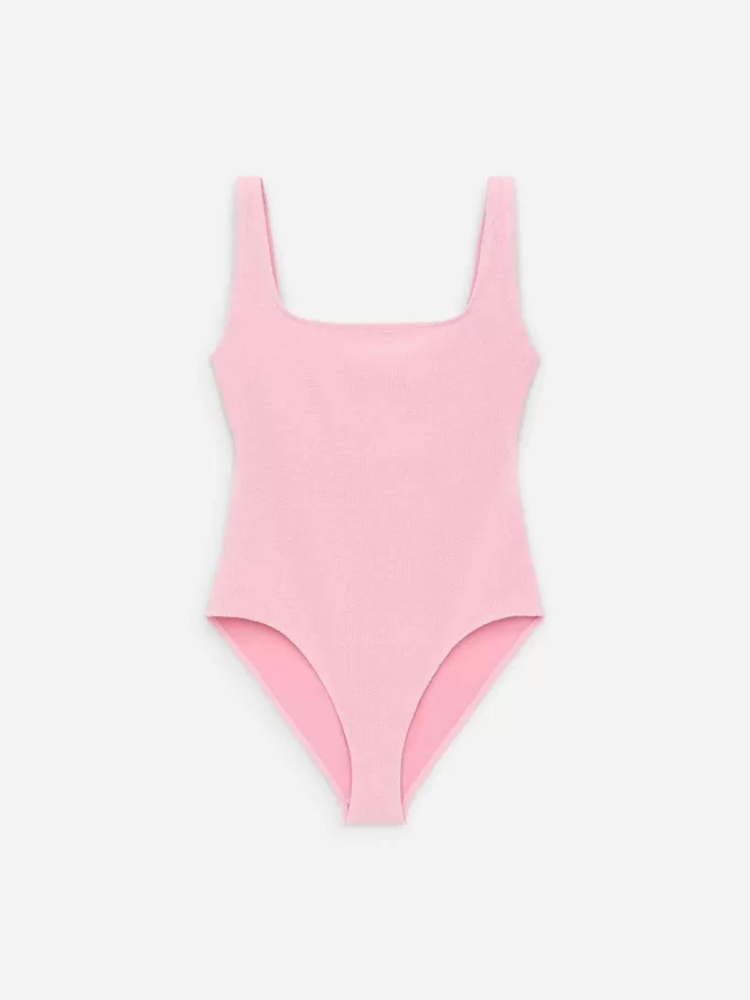 Krøllet badedragt med firkantet hals