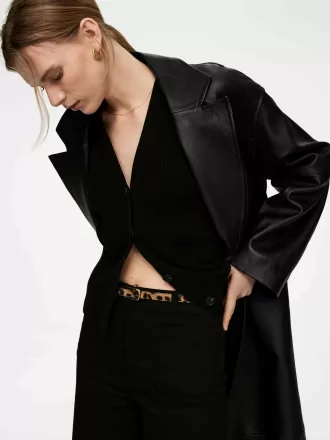 Leo-Print læderbælte