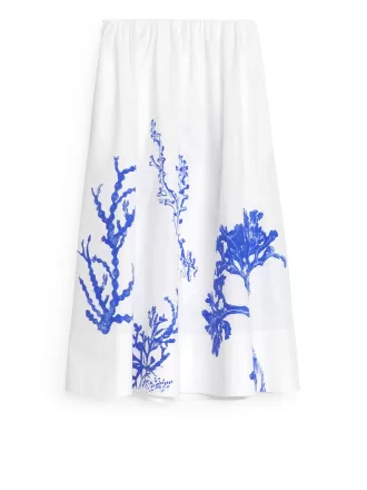 Midi bomuldsnederdel