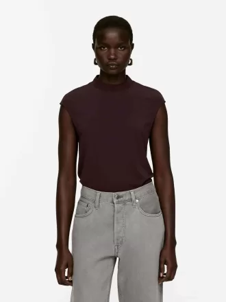 Mock-neck ærmeløs top