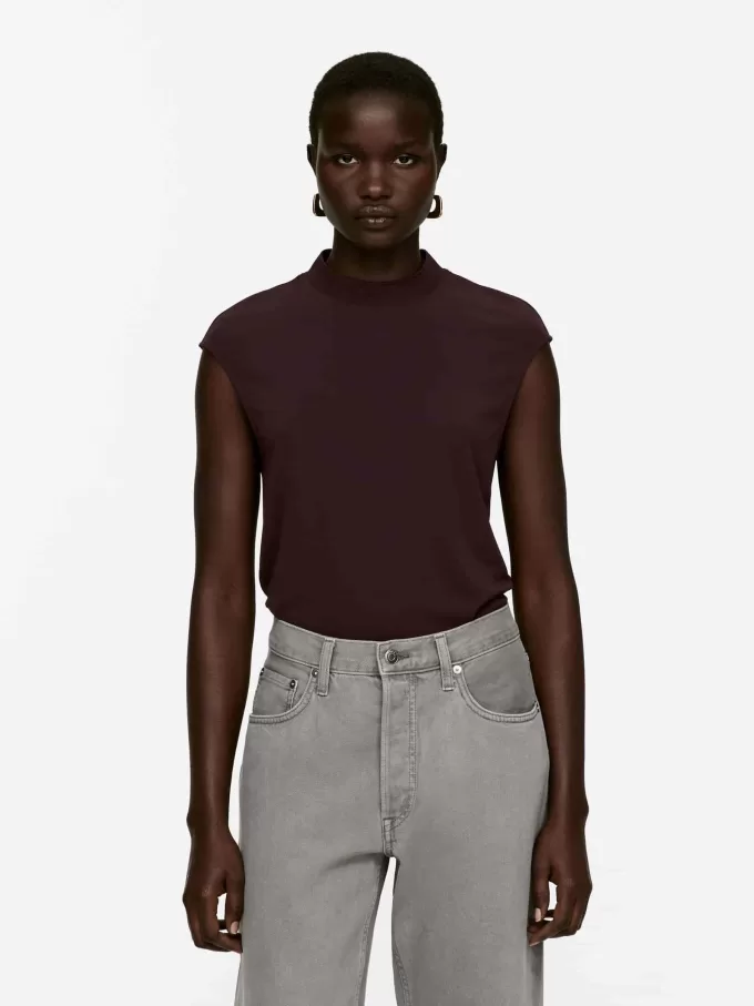 Mock-neck ærmeløs top