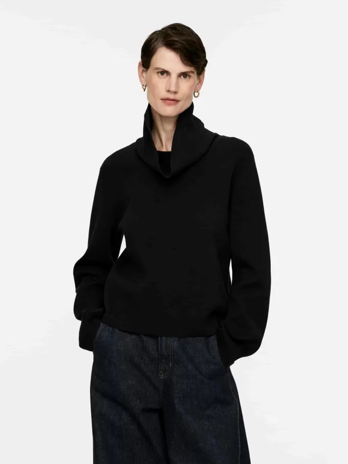 Mock-neck bomuldstrøje