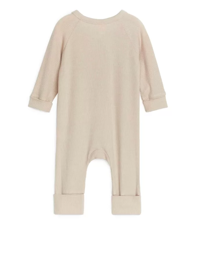 Nyfødt pyjamas med glat rib