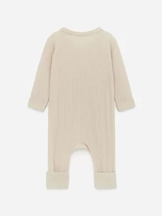 Nyfødt pyjamas med glat rib