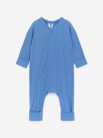 Nyfødt pyjamas med glat rib