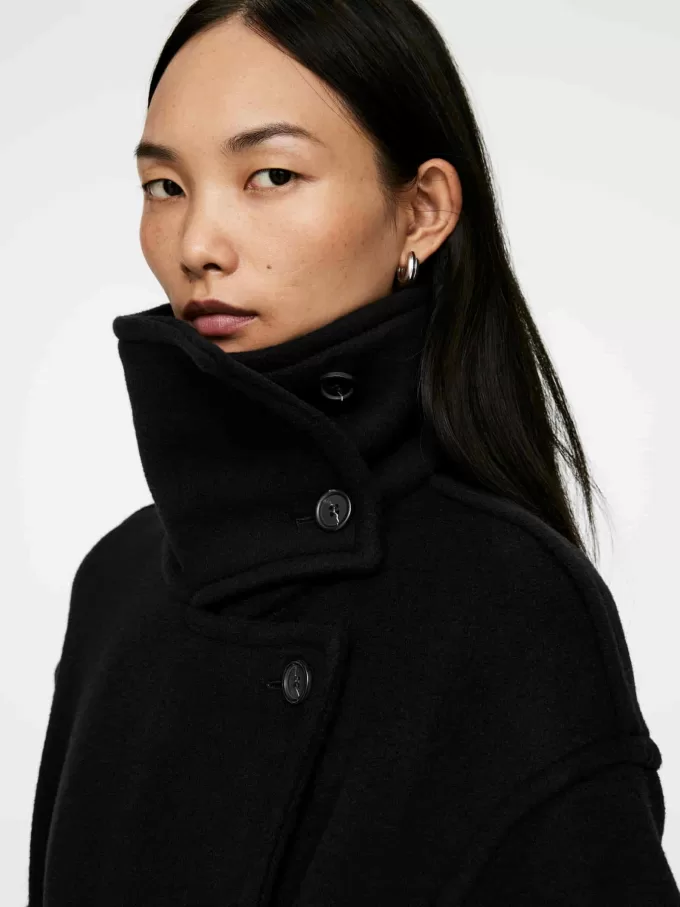 Oversized uldblandingsfrakke