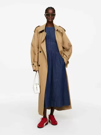 Plisseret denimkjole