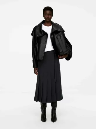 Plisseret nederdel i uldblanding