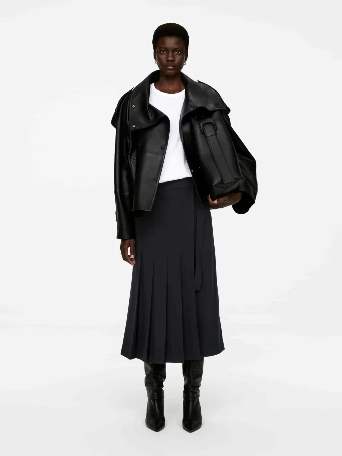 Plisseret nederdel i uldblanding Plisseret nederdel i uldblanding