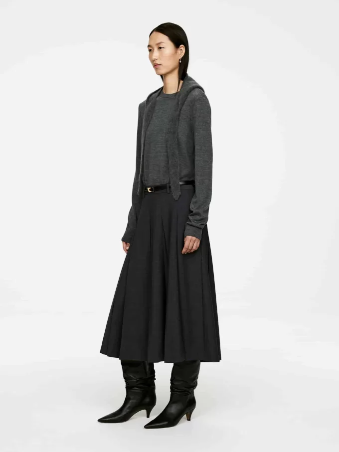 Plisseret nederdel i uldblanding