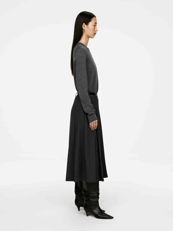 Plisseret nederdel i uldblanding