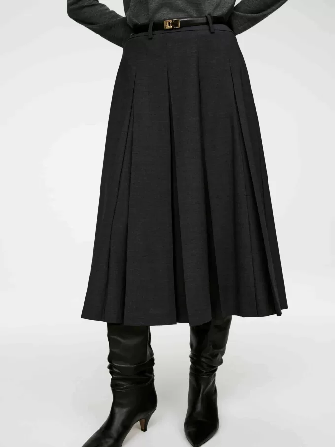 Plisseret nederdel i uldblanding