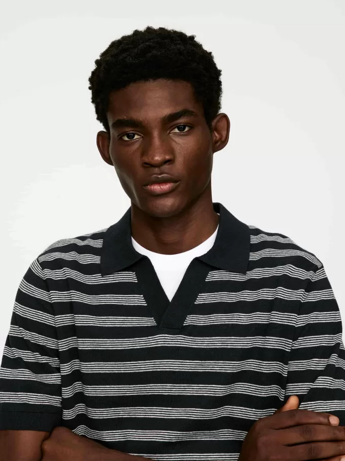 Poloskjorte i bomuldshør Poloskjorte i bomuldshør