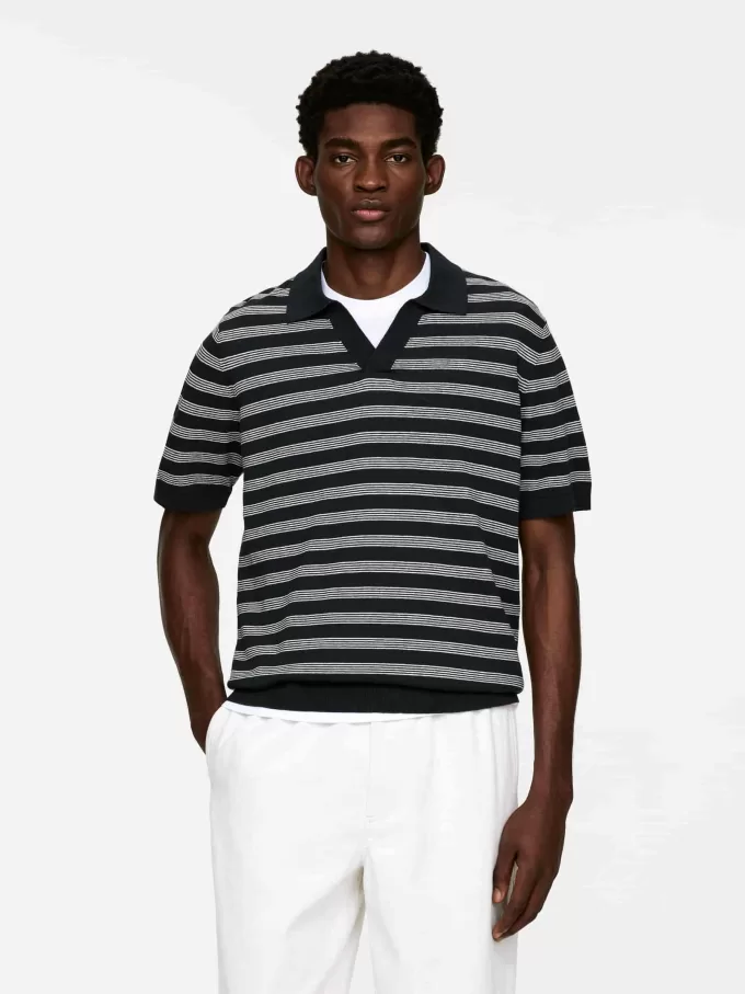 Poloskjorte i bomuldshør Poloskjorte i bomuldshør