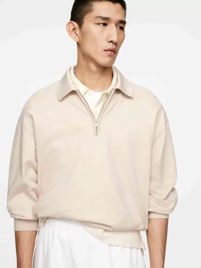 Poloskjorte med halv lynlås