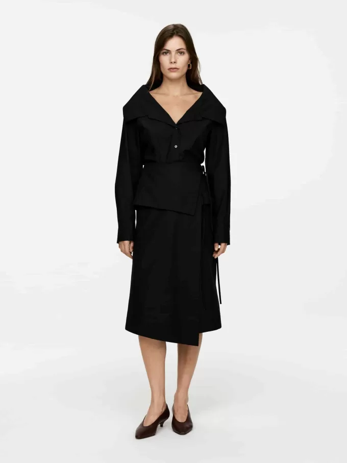 Poplin slå-om nederdel Poplin slå-om nederdel