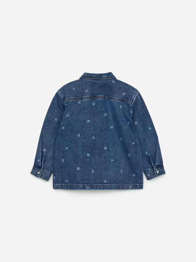 Print denim skjorte