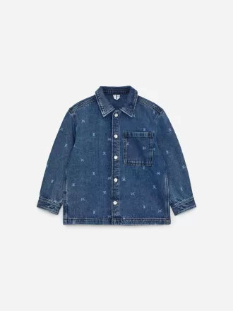 Print denim skjorte