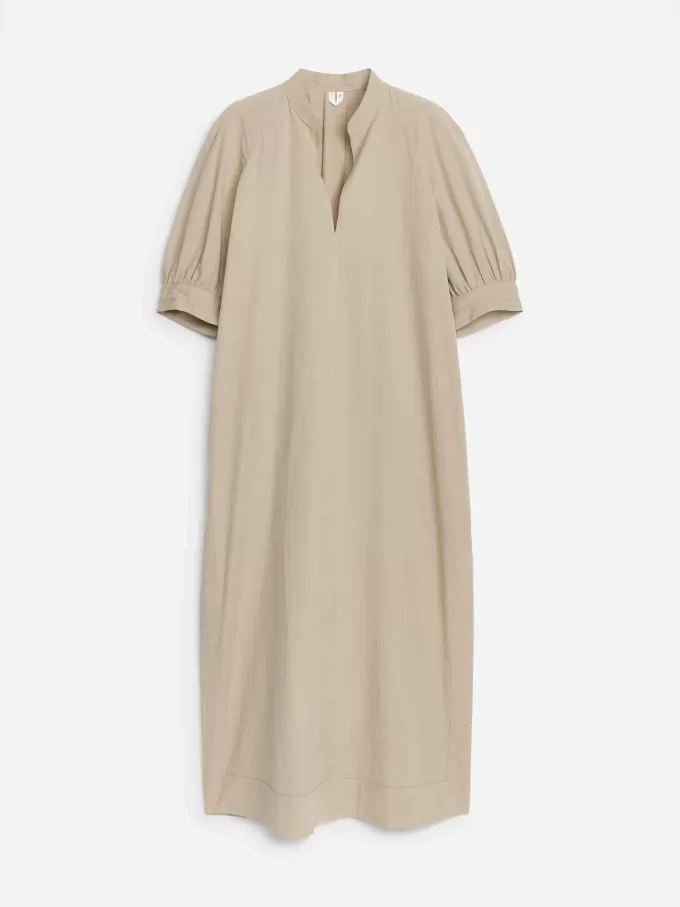 Puff-sleeve Maxikjole