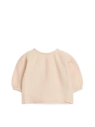 Puffy bomuldsmuslin bluse