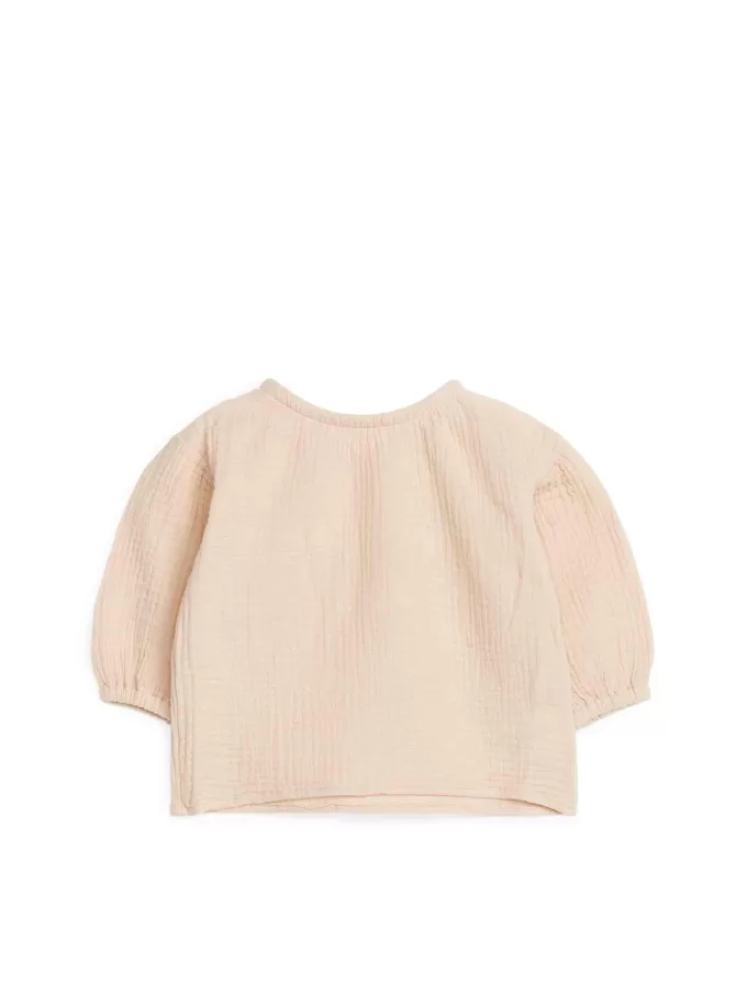 Puffy bomuldsmuslin bluse