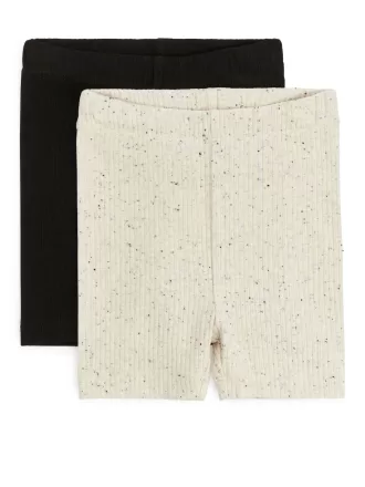 Ribbede jersey cykelshorts, sæt med 2