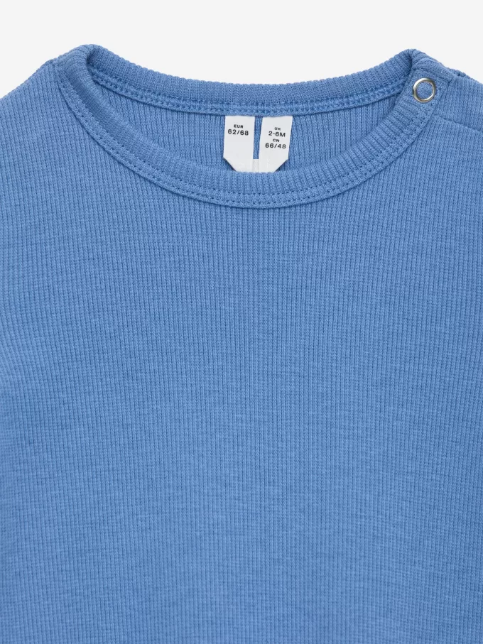 Ribbet langærmet bodysuit Ribbet langærmet bodysuit