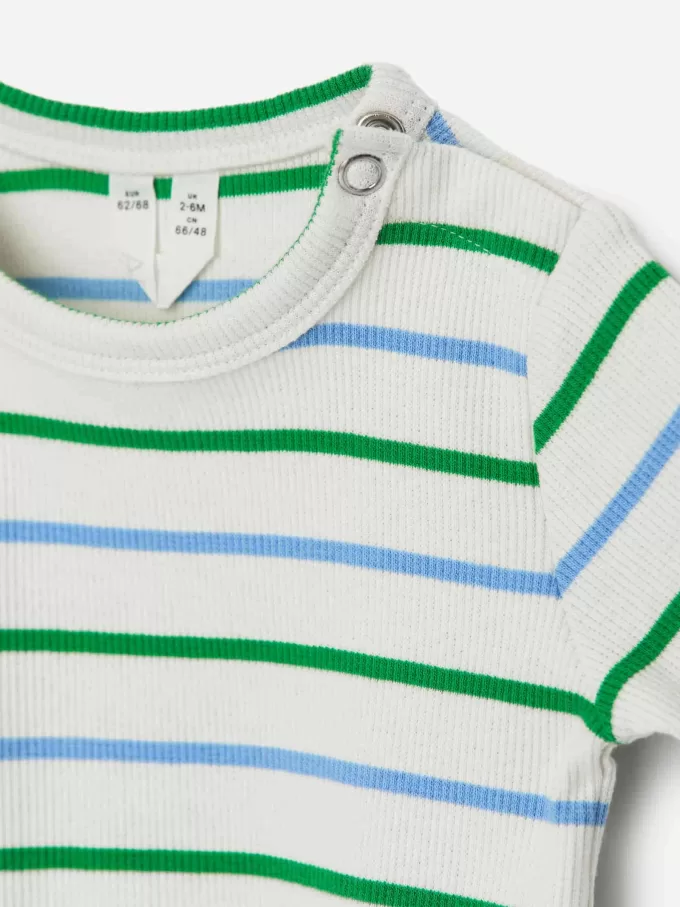 Ribbet langærmet bodysuit