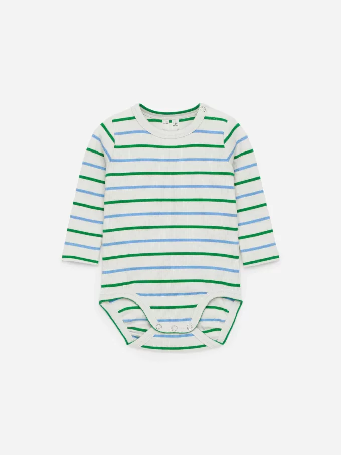 Ribbet langærmet bodysuit